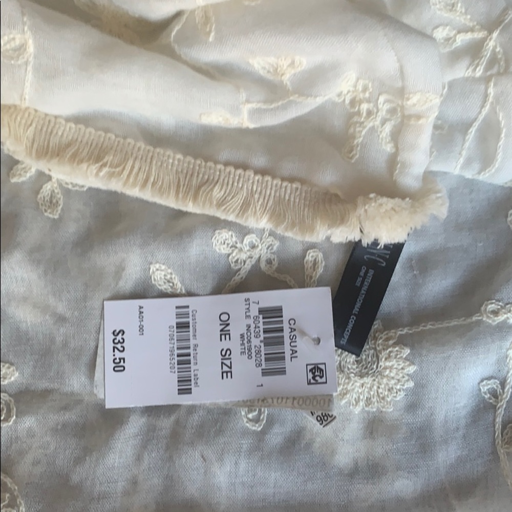 INC Embroidered Spring Loop Infinity Scarf Ivory - Picture 4 of 4